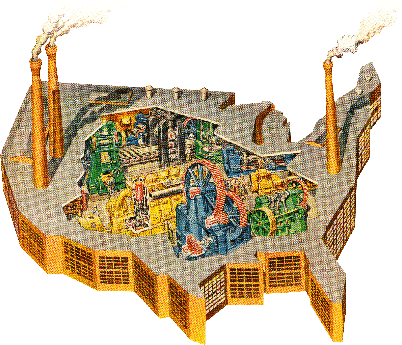 Cutaway illustration of the United States
